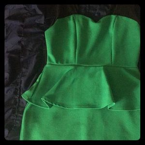 Emerald Green preplum fitted mini dress